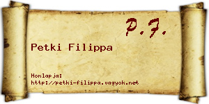 Petki Filippa névjegykártya